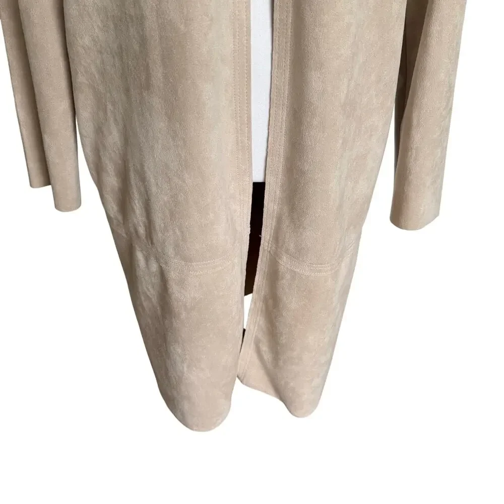 Philosophy Republic Duster Jacket Size Missing Faux Suede Leather Beige Long
